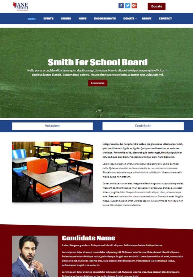 School Board Candidate WordPress Themes